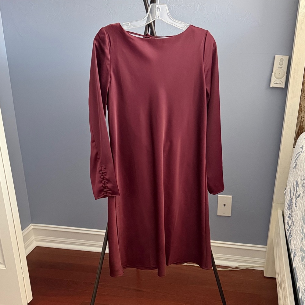 Banana Republic Deep Burgundy Long Sleeve Dress with Scooped Back